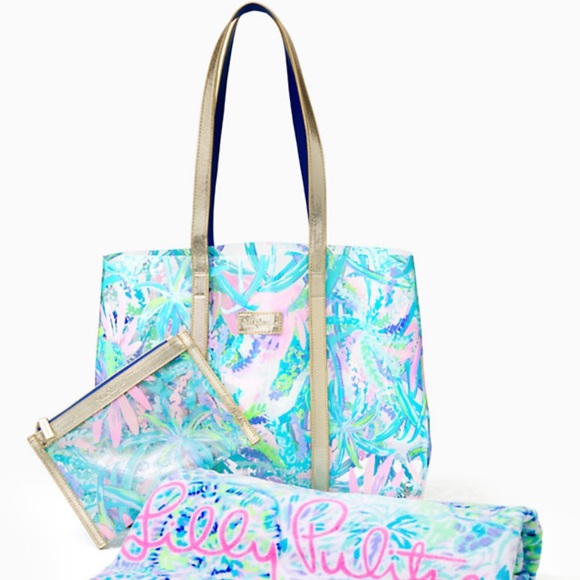 Last one! 🎉 2x Host Pick! 🎉 NWT Lilly Pulitzer Printed Pool/Beach Tote - Picture 2 of 14